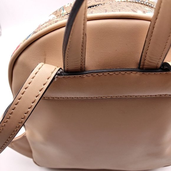 Guess Tan Floral Print Backpack/Purse